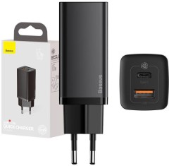 Baseus GaN2 Lite Quick Charger 65W with USB & Type-C, black