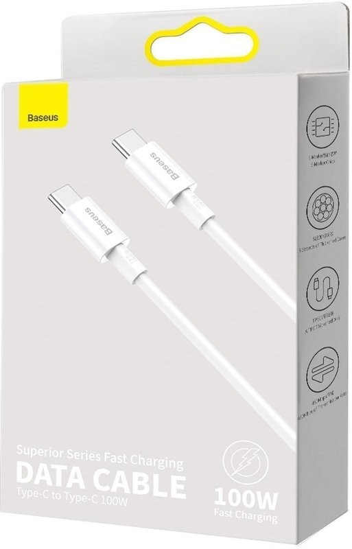 Baseus Superior Series Fast Charging DATA CABLE Type-c to Type.c , 100W 1m white