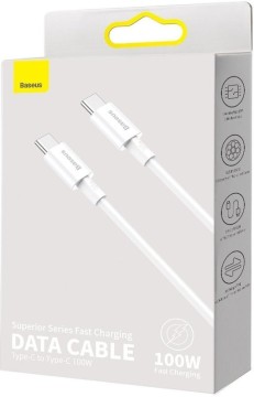 Baseus Superior Series Fast Charging DATA CABLE Type-c to Type.c , 100W 1m white