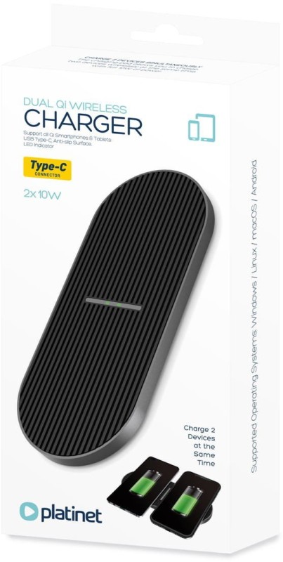 Platinet wireless charger 2x10W PWCDB