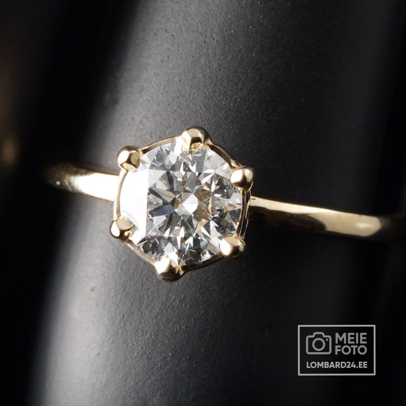 Kuldsõrmus teemandiga 1,07ct