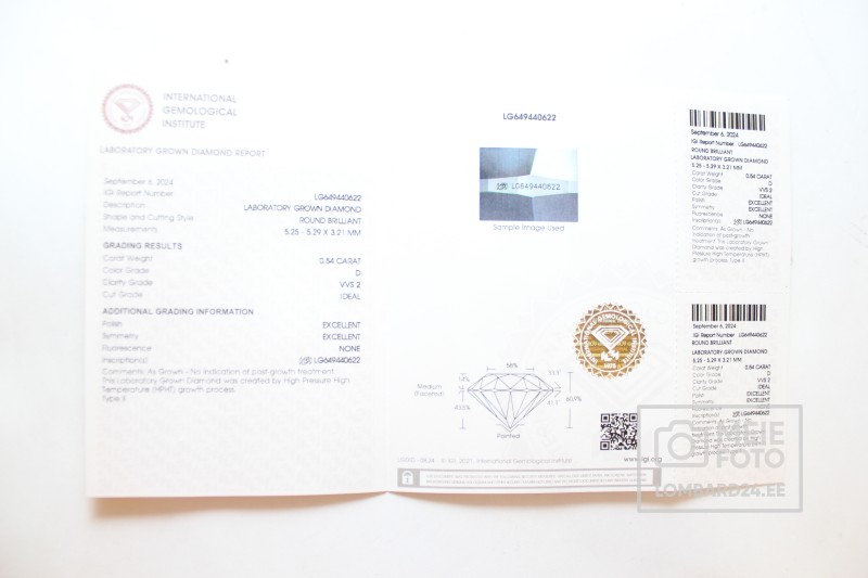 Kuldsõrmus teemandiga 0,54ct