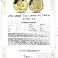 Kuldne münt 2020 Angel The Anniversary Edition 1/4oz Proof